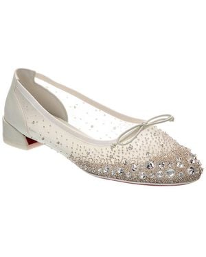 Christian Louboutin Sweetie Jane Sparkling Mesh Ballerina Flat - White