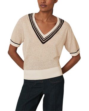 Reiss Ida Linen-Blend Cricket Top - Natural