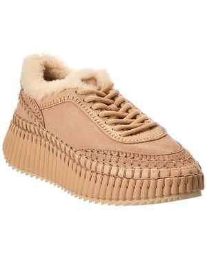 Chloé Nama Leather & Shearling Sneaker - Natural