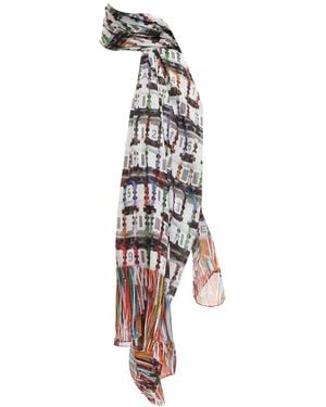 CHANEL Logo Data Centre Scarf (Authentic Pre-Loved) - White