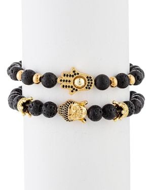 Eye Candy LA Luxe Collection Lava Bead Ethan Stretch Bracelet - Metallic