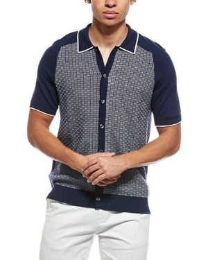 Brooks Brothers Vintage Silk-Blend Polo Cardigan - Blue