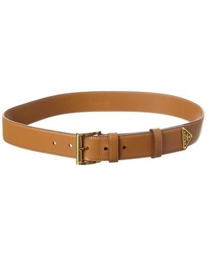 Prada Logo Leather Belt - Brown