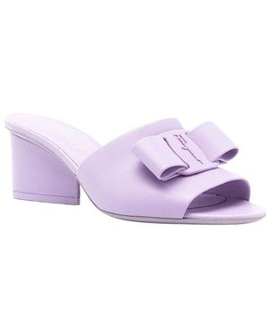 Ferragamo Viva Bow 55Mm Leather Slide - Purple