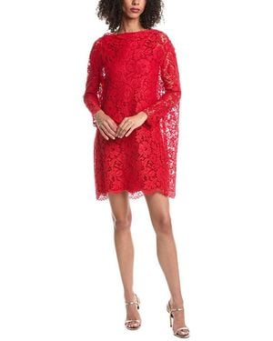 Valentino Floral Lace Mini Dress - Red