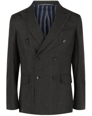 Brioni Double-Breasted Wool Blazer - Black