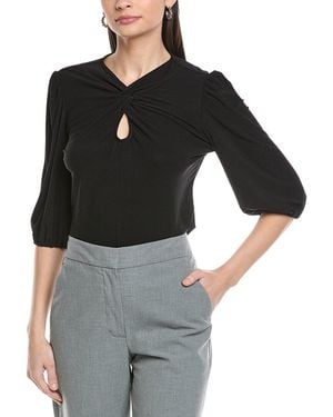 Cece Twist Keyhole 3/4-Sleeve Knit Top - Black