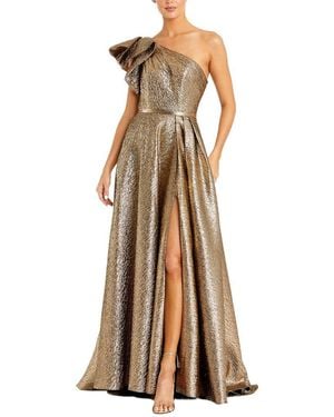 Mac Duggal One Shoulder Metallic Ball Gown - Brown