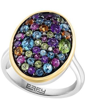Effy Fine Jewelry 2.01 Ct. Tw. Diamond & Amethyst, Topaz, London Topaz, Rhodolite, Peridot, Citrine Ring - Blue