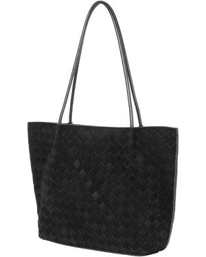 Tiffany & Fred Paris Woven Suede Tote - Black