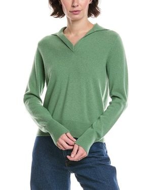 Vince Wool & Cashmere-Blend Polo Jumper - Green