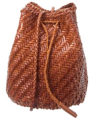Dragon Diffusion Pompom Double Jump Leather Bucket Bag - Orange