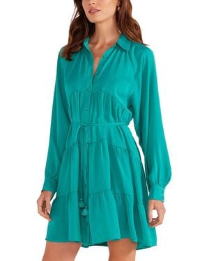 MINKPINK Emma Tiered Shirt Dress - Blue