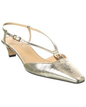 Fendi Ffold Leather Slingback Pump - White