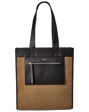 Burberry Logo Canvas & Leather Tote - Black