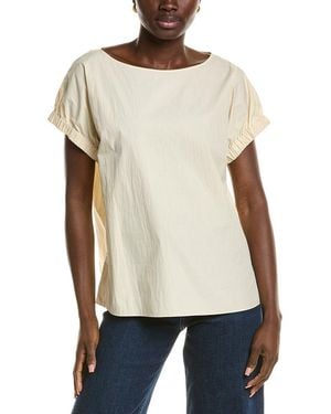 Lafayette 148 New York Gathered Cuff Sleeve Blouse - Natural