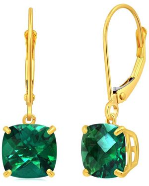 MaxColor 10k 3.20 Ct. Tw. Lab-grown Emerald Earrings - Green