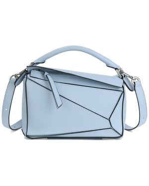 Tiffany & Fred Paris Geometric Pattern Leather Shoulder Bag - Blue