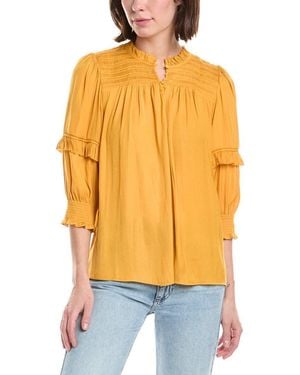Tahari 3/4-Sleeve Crewneck Blouse - Yellow