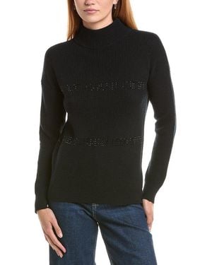 Forte Crystal Rib Funnel Neck 100% Cashmere Jumper - Black