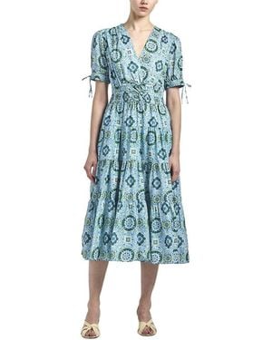 Derek Lam 10 Crosby Thalia Puff Sleeve V-Neck Dress - Blue