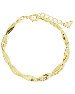 Sterling Forever 14K Plated Oakley Braided Herringbone Chain Bracelet - Metallic