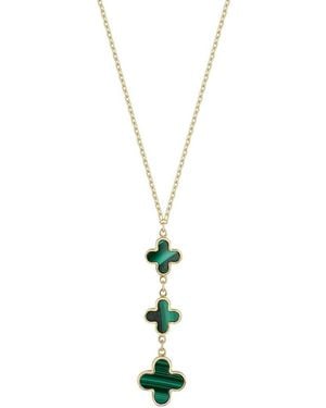 Ember Fine Jewelry 14K Malachite Clover Necklace - Metallic