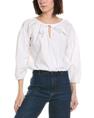 Cece Dropped Shoulder Bubble Blouse - White