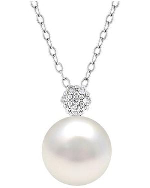 Lab Grown Gemstones Lab-Grown Pearl & 9Mm Pearl Pendant Necklace Pendant - White