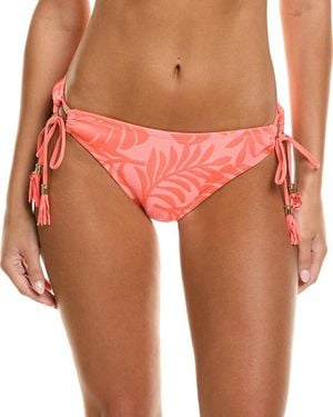 La Blanca Island Palm Adjustable Loop Hipster Bikini Bottom - Red