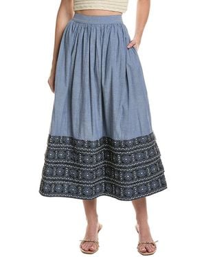 AREA STARS Chambray Embroidered Skirt - Blue