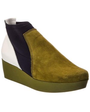 Arche Fujack Leather Wedge Bootie - Green