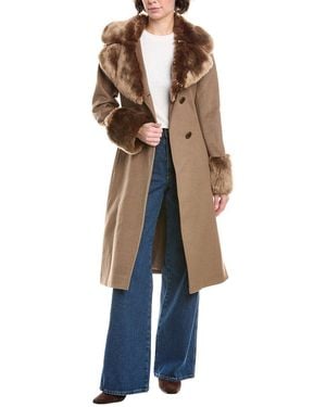 Via Spiga Wool-Blend Belted Coat - Brown