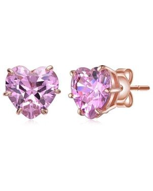 Rachel Glauber 18K Rose Plated Cz Stud Earrings - Pink