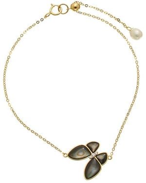 Maitre De Diamant 18K 0.02 Ct. Tw. Diamond & Pearl Bracelet - Metallic