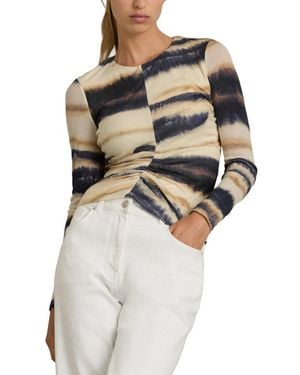 Reiss Gia Printed Jersey Wool-Blend Top - White