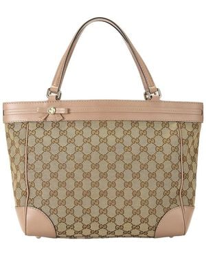 Gucci Canvas & Leather Mayfair Tote (Authentic Pre-Loved) - Brown