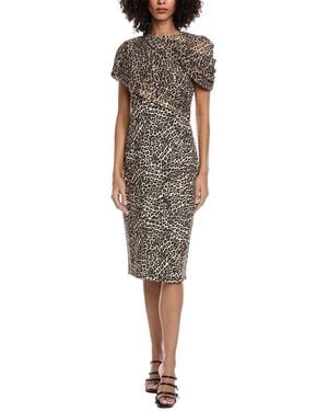 Badgley Mischka Draped Midi Dress - Natural
