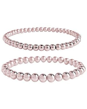 Sterling Forever 14k Rose Gold Plated Beaded Stretch Bracelet - White