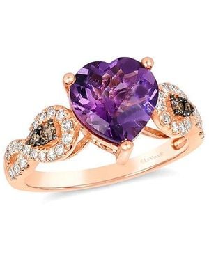 Le Vian Amethyst Heart 14K Rose 2.78 Ct. Tw. Diamond & Dark Amethyst Ring - Pink