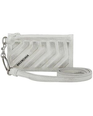 Balenciaga Car Long Coin And Card Leather Wallet - White
