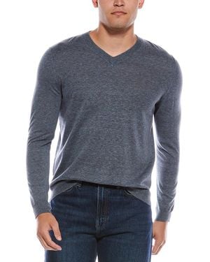 Autumn Cashmere Coverstitch V-Neck Jumper - Blue