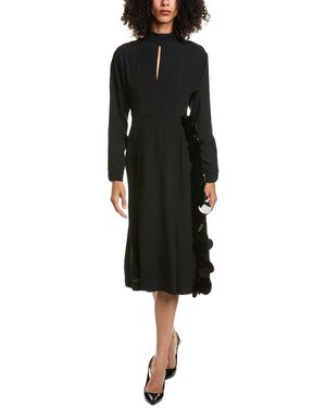 Prada Paillette & Bead Embellished Crepe Midi Dress - Black