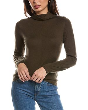 Forte Long Sleeve Seamed Funnel Neck Silk & Cashmere-blend Sweater - Brown