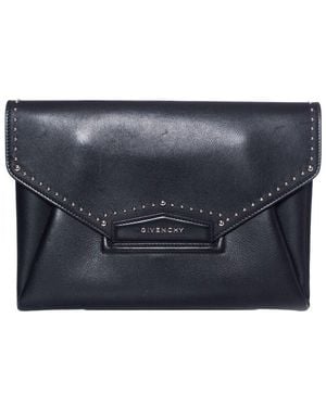 Givenchy Antigona Studded Leather Clutch Bag (Authentic Pre-Loved) - Grey
