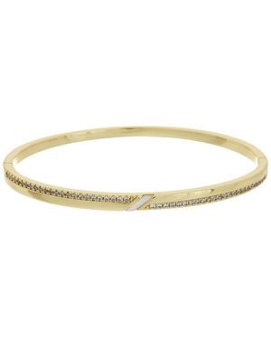 Juvell 18K Plated Pearl Cz Bangle Bracelet - Metallic