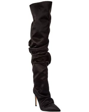 Prota Fiori Primavera Satin Over-The-Knee Boot - Black