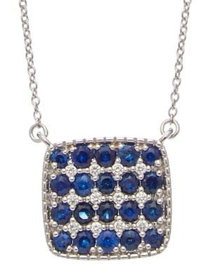 Italian Gold 18K 3.80 Ct. Tw. Diamond & Sapphire Necklace - Blue