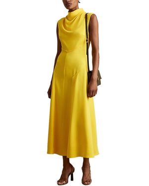 Reiss Georgia Seamed Midi Dress - Yellow