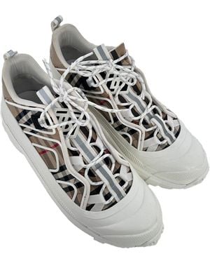 Burberry Canvas Arthur Vintage Check Sneaker (Authentic Pre-Loved) - White